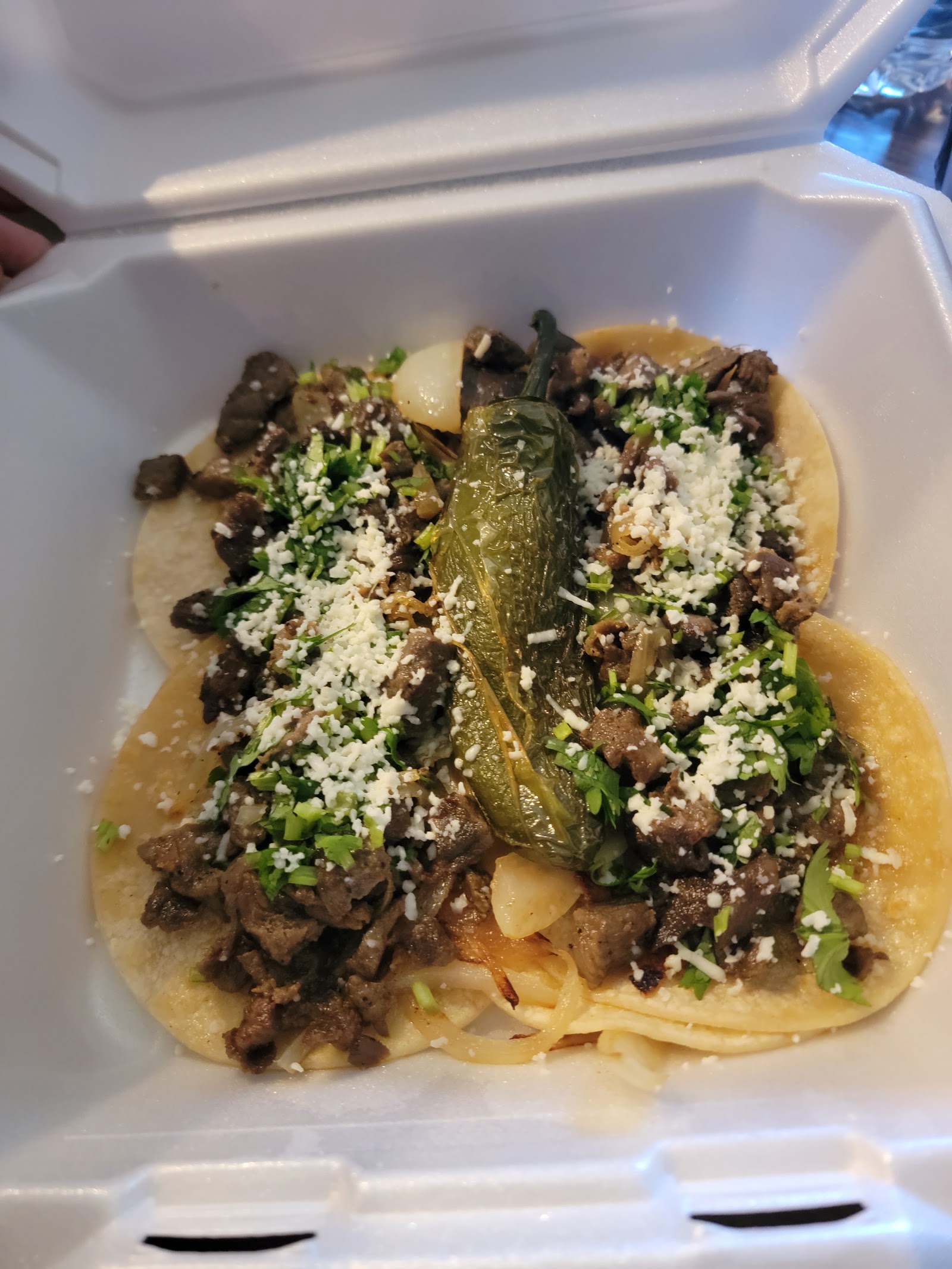 Close-up of tacos al carbon asada